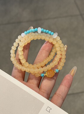 新中式多层天然金丝玉手链