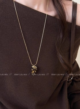 美拉德虎眼石葡萄串长款毛衣链