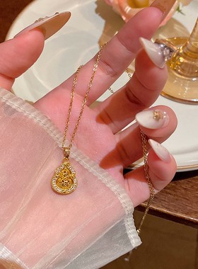 钛钢真金电镀葫芦项链