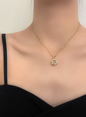 网红爆款六芒星钛钢项链女