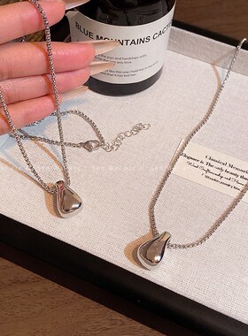 简约银色水滴长款毛衣链女新款