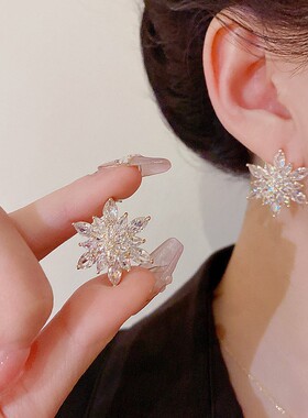 水晶锆石耳环时尚百搭耳饰