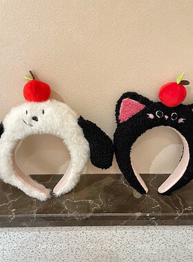 可爱黑色小猫耳朵毛绒发箍