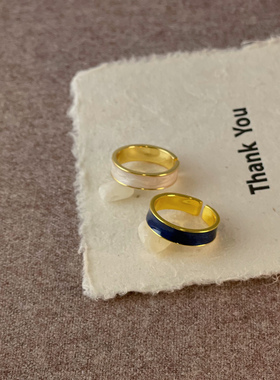 可叠戴设计师戒指小众高级开口款式轻奢法式气质珐琅彩白贝母