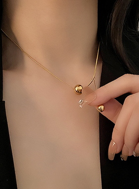 2022新款钛钢金色圆球项链女