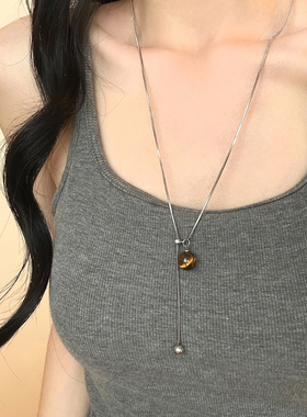 钛钢不掉色抽拉可调节项链女