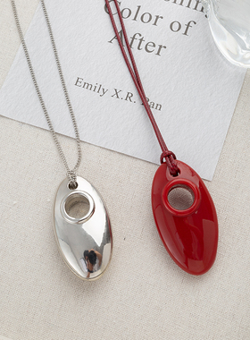 向日葵欧尼同款银色项链长款水滴吊坠颈链高级感秋冬毛衣链配饰