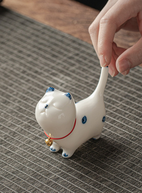 桌面摆件陶瓷软萌小猫咪茶宠笔架