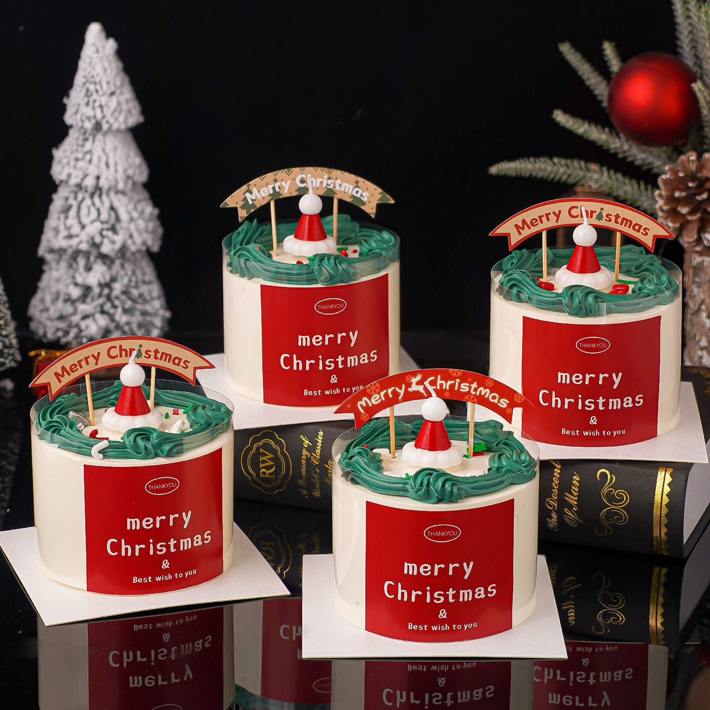 2026圣诞节快乐蛋糕装饰插牌Merry Christmas圣诞帽蜡烛贴纸插件,淘宝优惠券,粉丝福利购,淘宝优惠卷