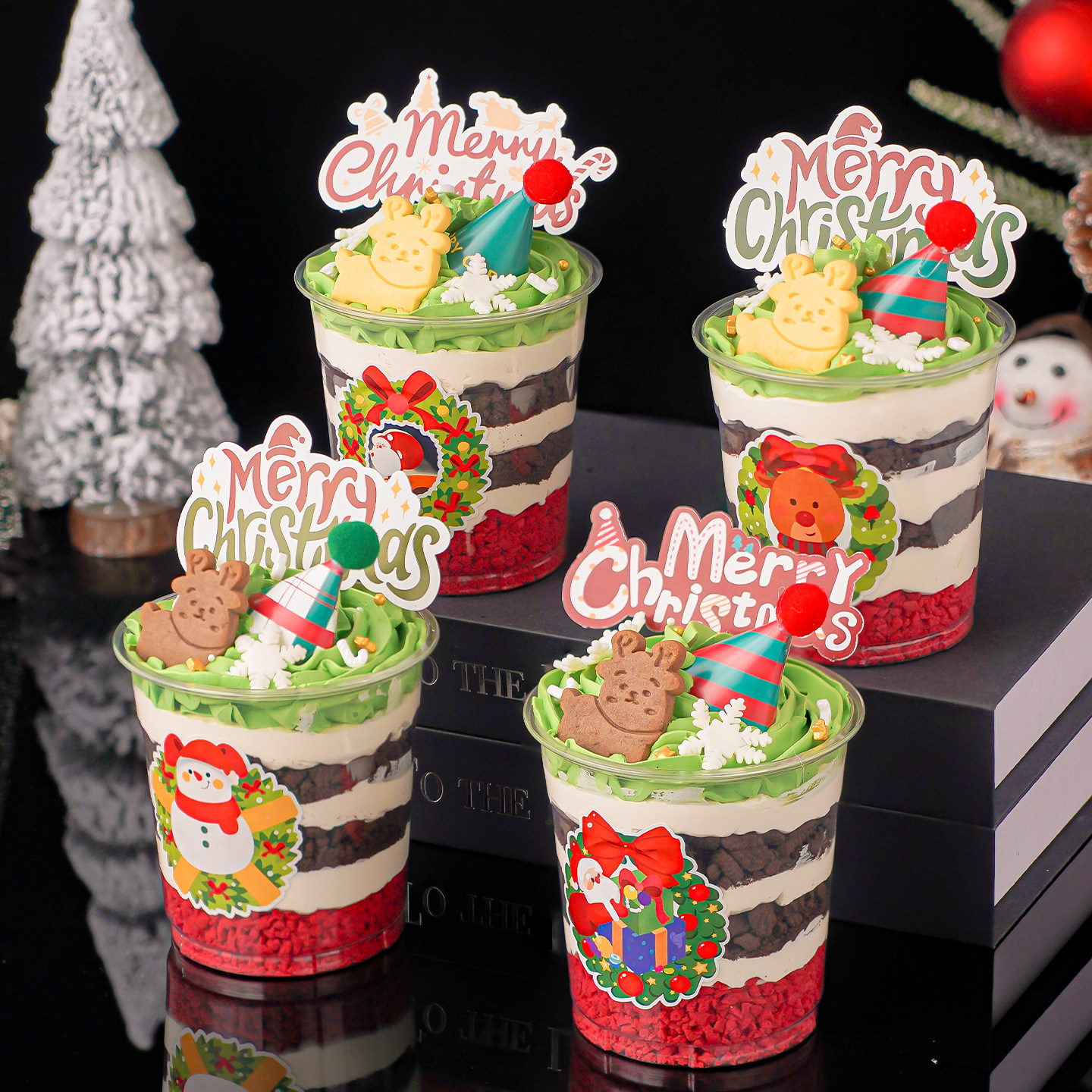 2026圣诞节甜品杯蛋糕装饰迷你毛球帽圣诞老人雪人麋鹿贴纸插件,淘宝优惠券,粉丝福利购,淘宝优惠卷
