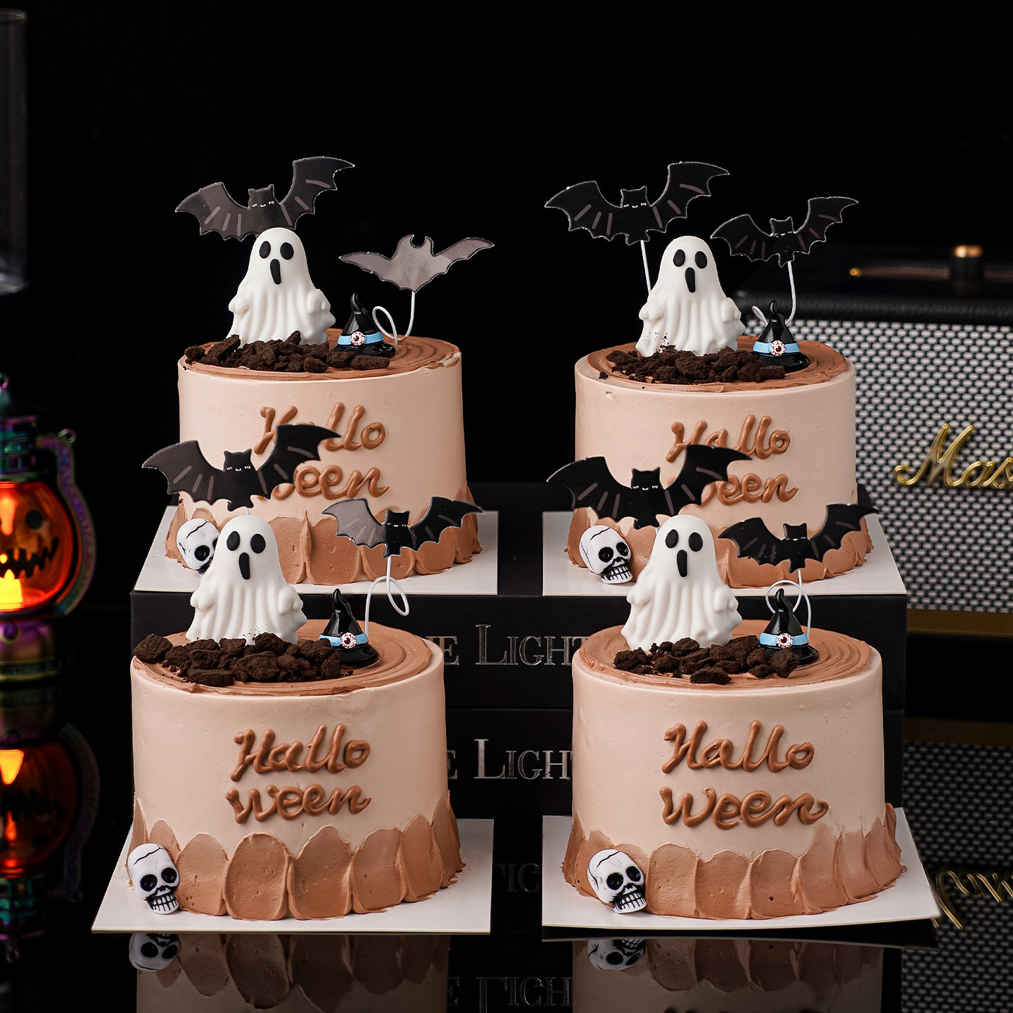 2025网红万圣节蛋糕装饰白色幽灵蝙蝠摆件骷髅头节日派对甜品插件 - 图3