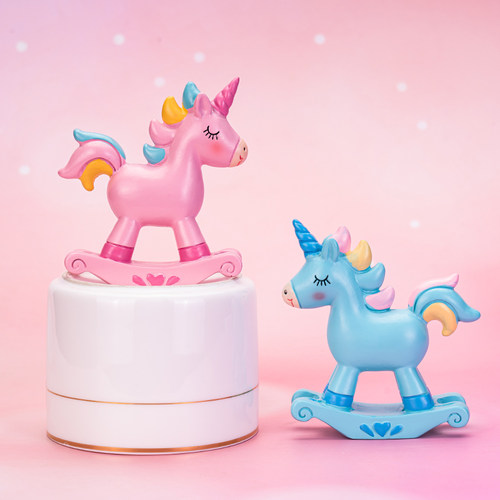 卡通彩色摇摇马独角兽儿童生日婚庆蛋糕装饰公仔摆件DIY烘焙配件 - 图2