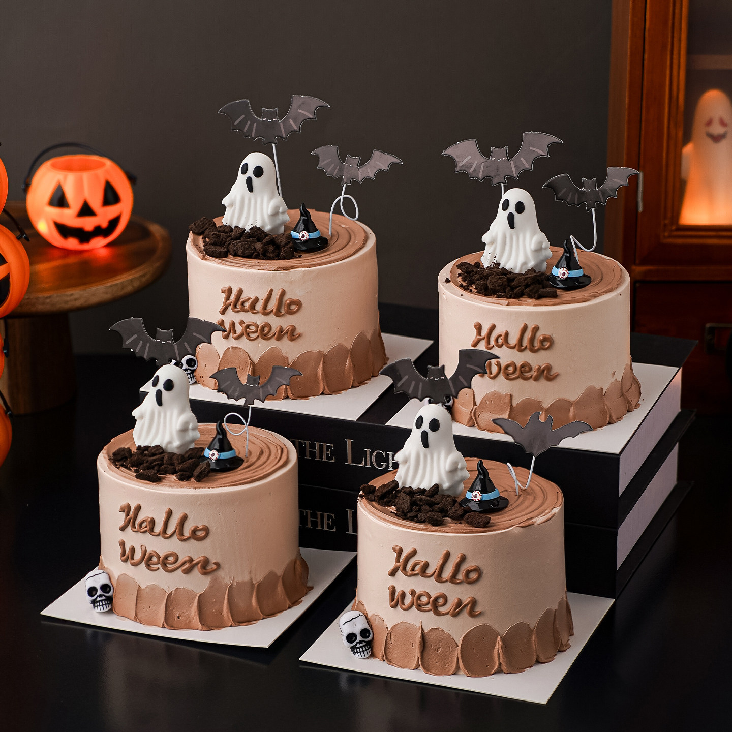 2025网红万圣节蛋糕装饰白色幽灵蝙蝠摆件骷髅头节日派对甜品插件 - 图2