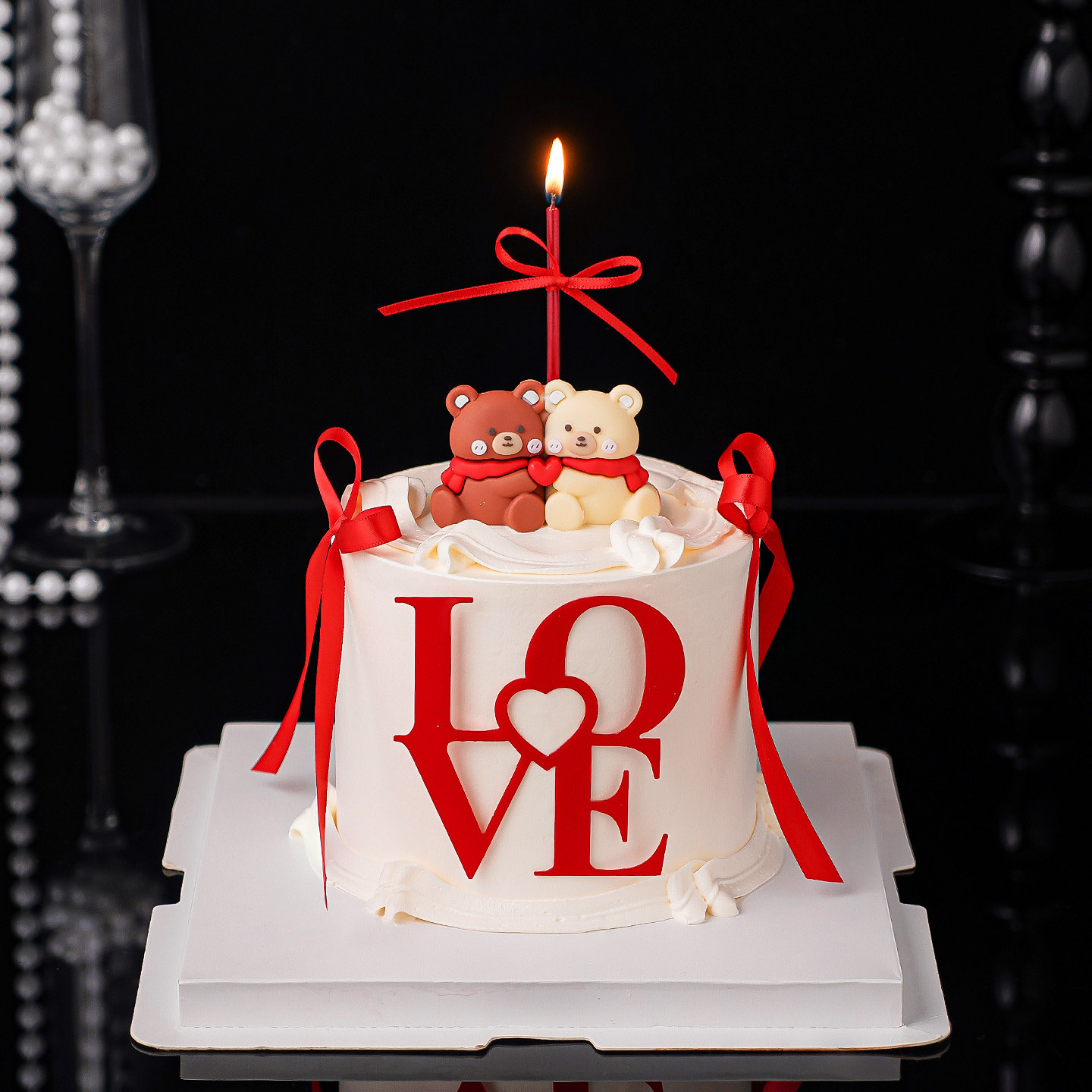 2.14情人节网红蛋糕装饰连体围巾熊软胶摆件情人节快乐英文装扮,淘宝优惠券,粉丝福利购,淘宝优惠卷