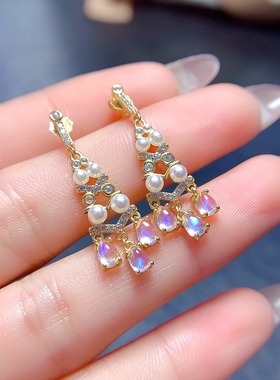 水滴925银镀白金黄金镶嵌宝石