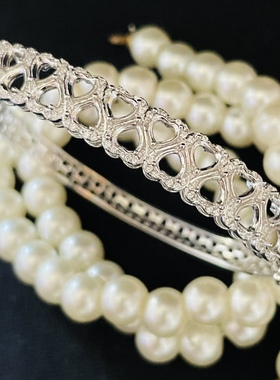 925银镀白金玫瑰金手镯镶嵌裸石