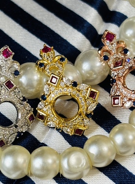 镶嵌空托戒面刻面925银镀金