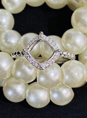 饰品戒指空托925银镀金镶水晶