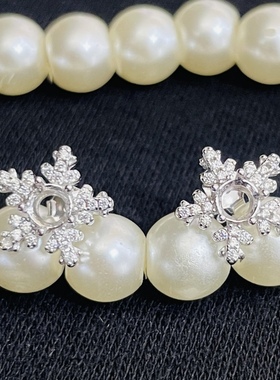 空托宝石刻面银耳钉925银镀白金