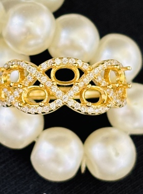 925银镀白金玫瑰金镶嵌空托戒指