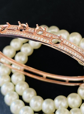 手镯925银镀白金玫瑰金镶嵌宝石