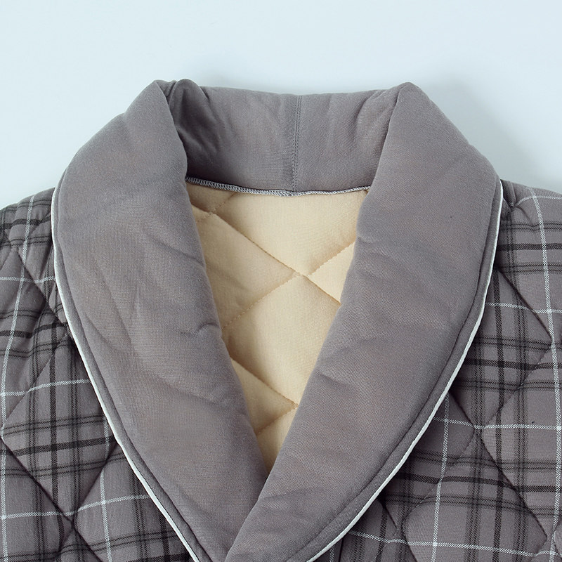 浪莎睡袍男士冬季三层加厚针织夹棉睡衣保暖开衫中长款浴袍家居服,淘宝优惠券,粉丝福利购,淘宝优惠卷