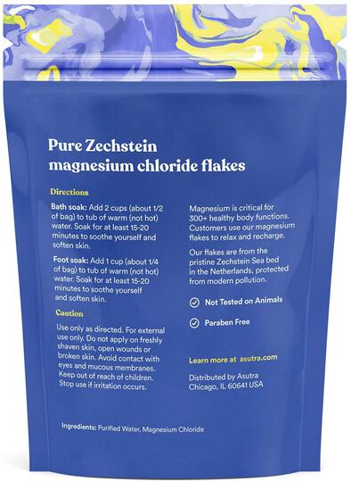 ASUTRA Magnesium Chloride Bath Flakes, 2 lbs | For Foot & Bo