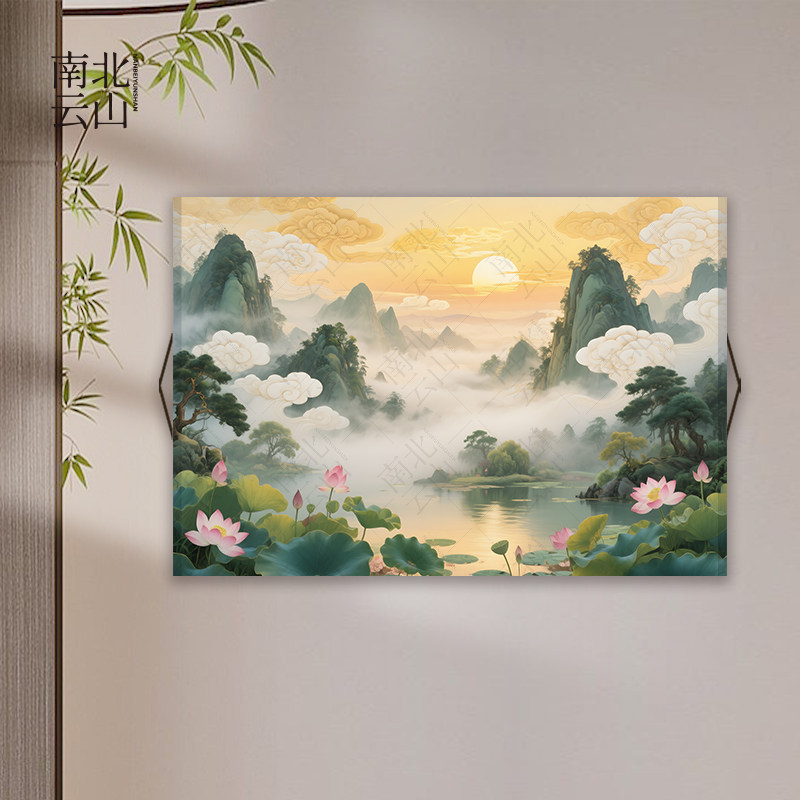 仙境东北仙家堂单背景山水画招财壁画天宫堂口风景图供奉卷轴挂画 - 图1