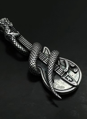 重工灵蛇吉他吊坠纯银嘻哈复古