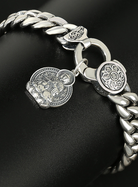 韩版时尚古巴纯银手链情侣百搭款