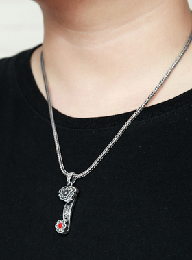 貔貅如意投影弥勒佛纯银吊坠男