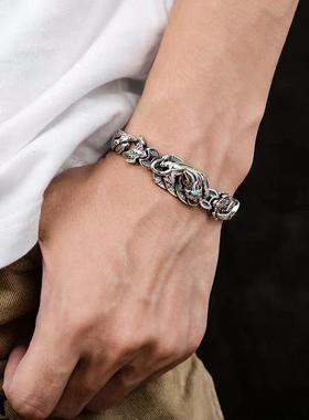 重工貔貅铜钱纯银手链复古新款