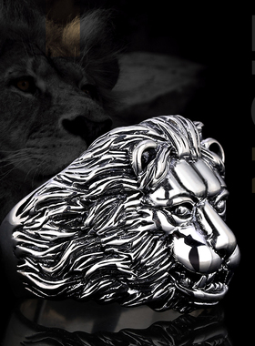 霸气象神龙头虎头狼头纯银戒指男