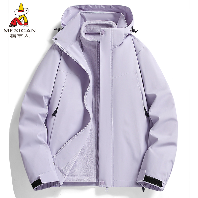 稻草人向日葵冲锋衣女2025新款秋冬户外防风防水徒步登山服外套男 - 图0