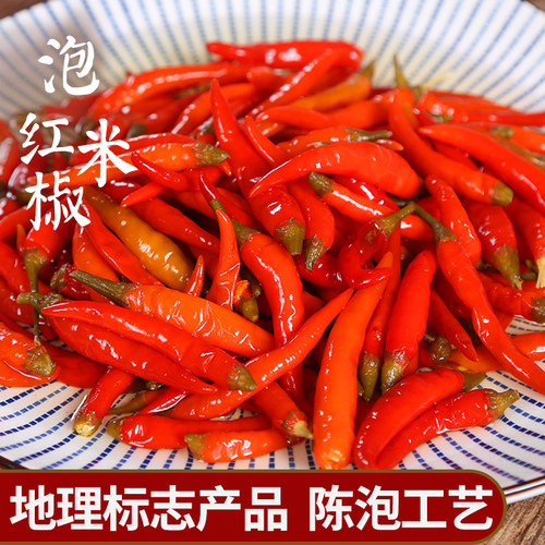 古蜀味道四川泡红小米椒新繁泡菜老坛酸辣剁椒泡椒泡朝天椒350g - 图0