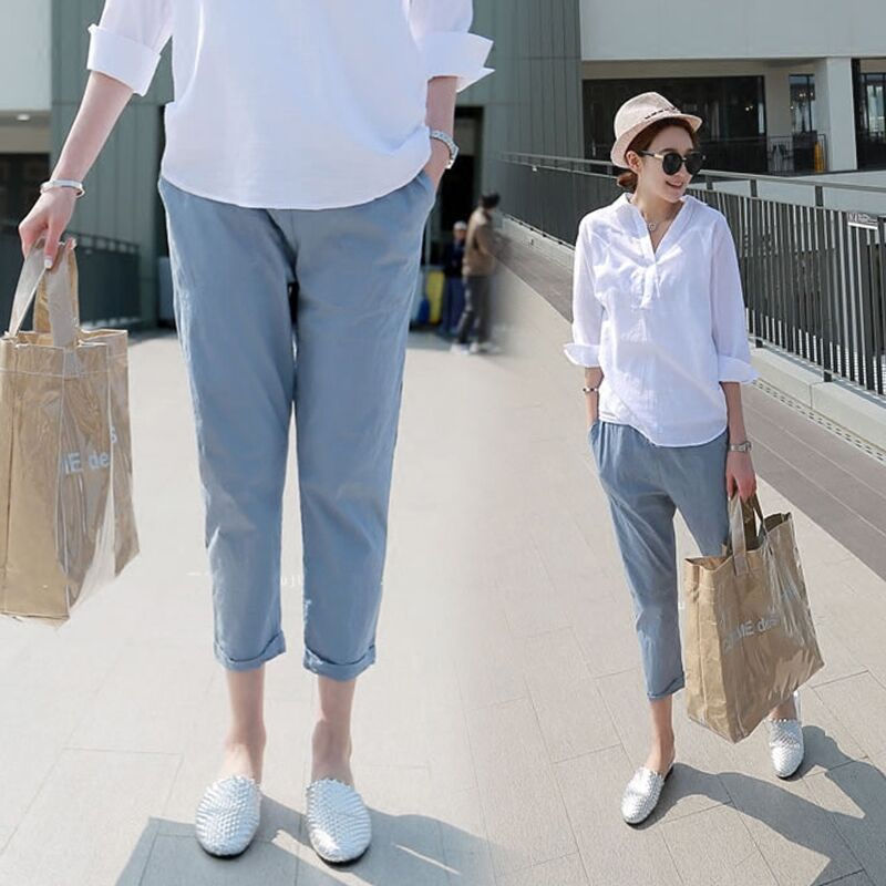 孕妇裤夏季薄款外穿九分裤子时尚潮妈宽松休闲长裤外穿孕妇装夏装 孕妇裤夏季薄款外穿九分裤子时尚潮妈宽松休闲长裤外穿孕妇装夏装
