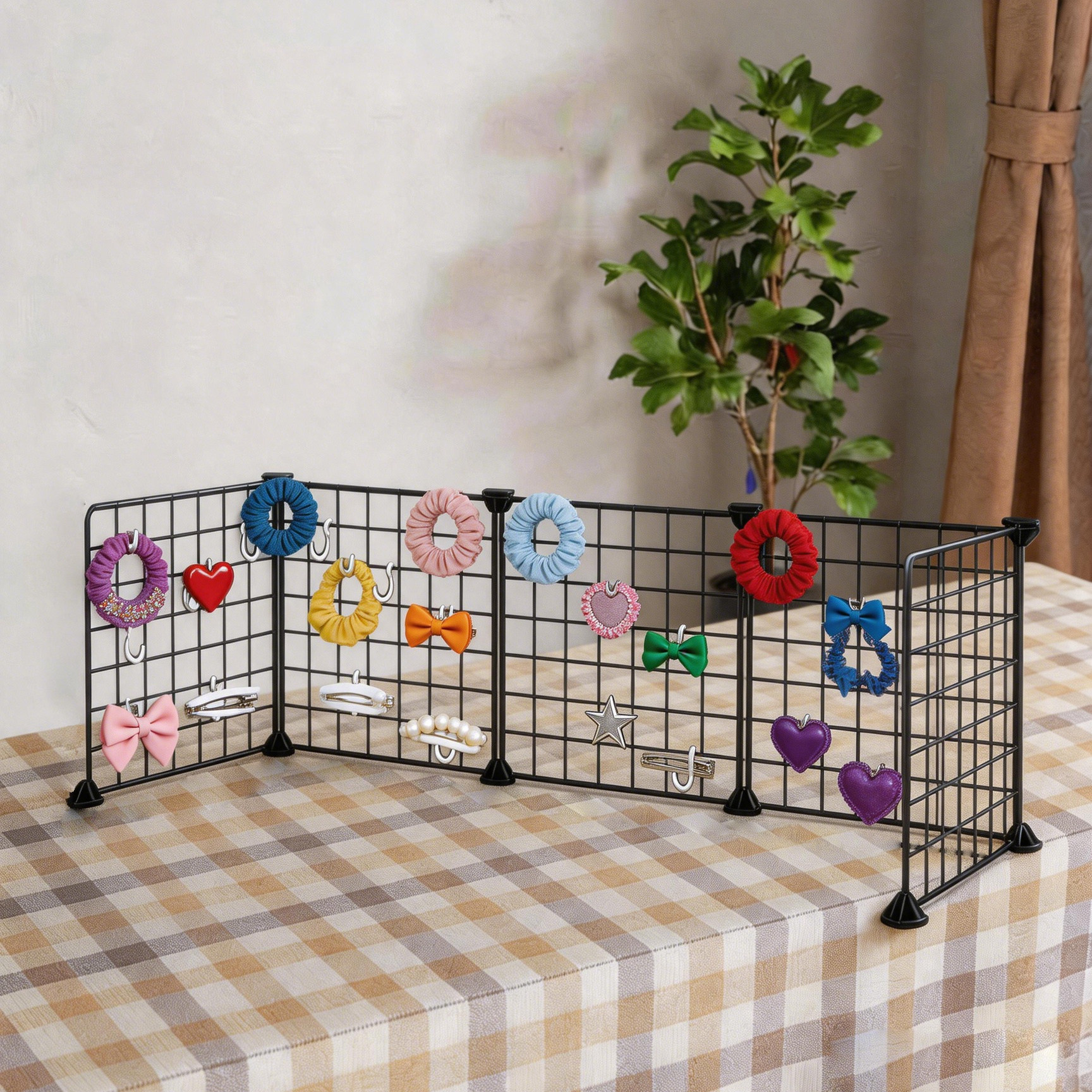 Desktop grid hairpin hair tie storage rack