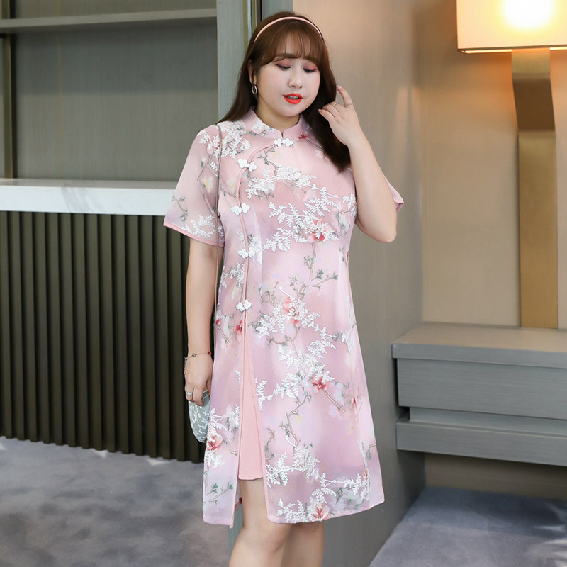 女孩夏季新品加大加肥民族风连衣裙 胖女孩服饰连衣裙