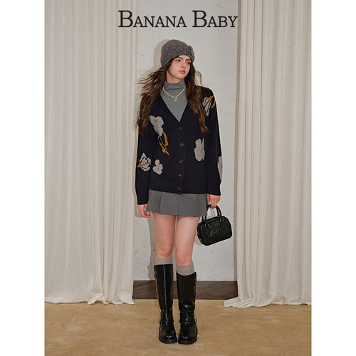 【山羊绒】BANANA BABY2025年冬新款基础款高领针织女叠穿打底T恤 - 图1