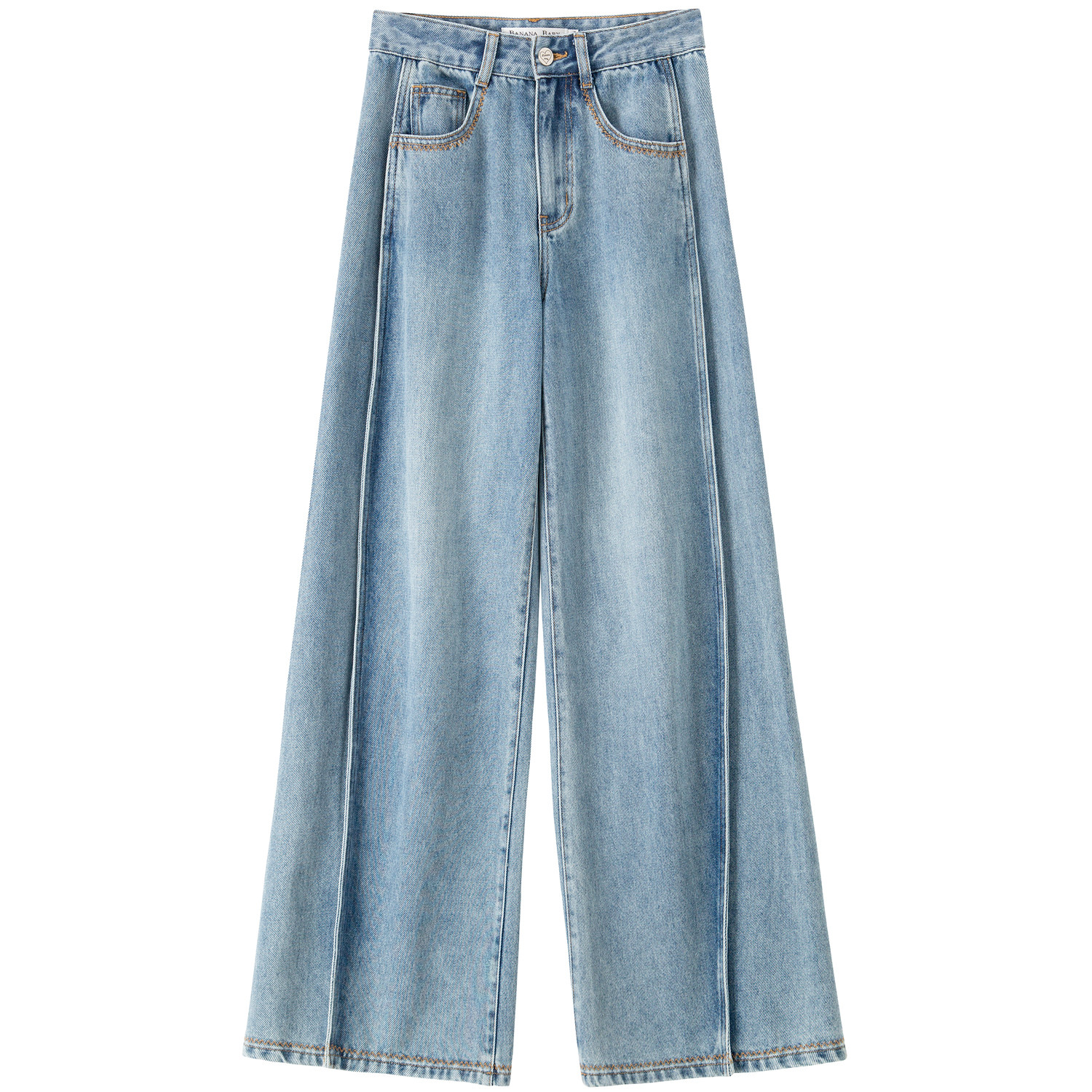 BANANA BABY2026年春新款复古高腰显瘦镰刀牛仔裤直筒设计感长裤