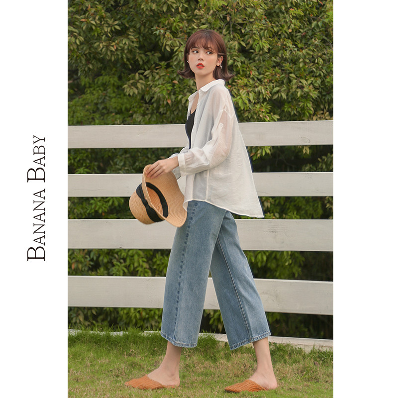 banana baby夏季新款宽松白色衬衫 bananababy衬衫