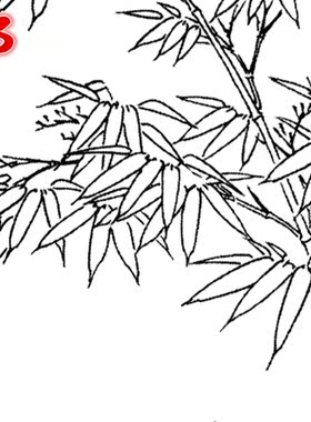 56YST仕女潇湘竹工笔画白描底稿人物线描画稿条幅