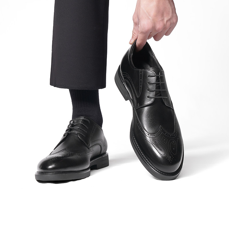 红蜻蜓2023春季新款高端布洛克男鞋 红蜻蜓男鞋正装皮鞋