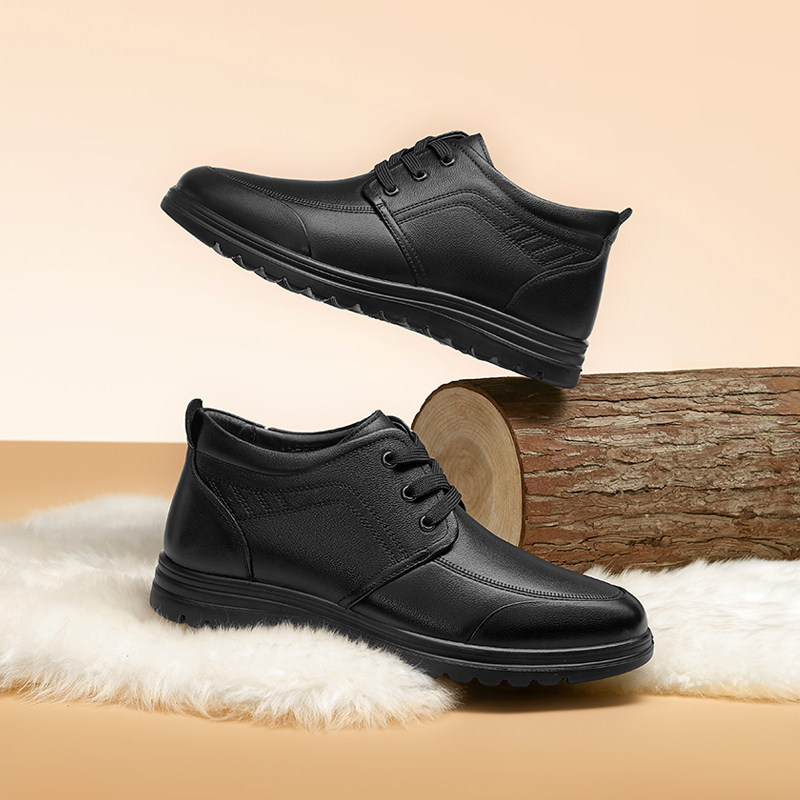 红蜻蜓冬季新款真皮高帮鞋二棉棉鞋 红蜻蜓男鞋高帮鞋