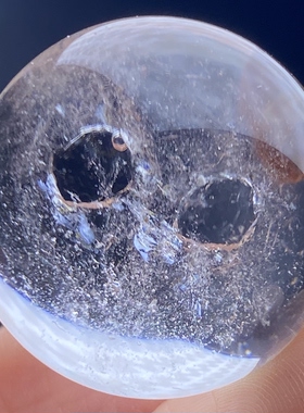 天然水晶包裹体水胆吊坠圆珠DIY水晶单珠饰品项链25mm一物一图