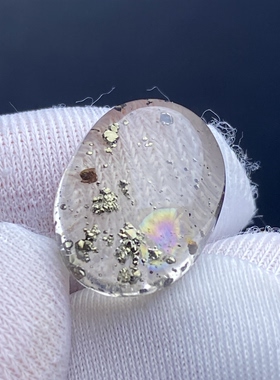 天然水晶满天星黄铜矿吊坠裸石蛋面DIY铜矿饰品项链挂坠一物一图