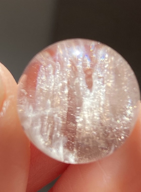 天然水晶包裹体碧玺吊坠圆珠DIY水晶单珠饰品项链16mm一物一图