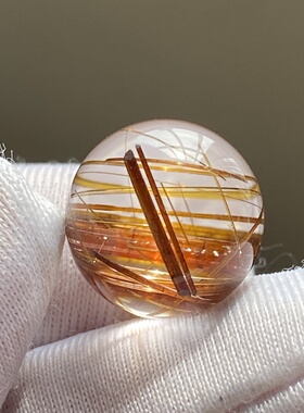 天然水晶钛晶吊坠圆珠DIY金红石单珠饰品项链挂坠12.5mm一物一图