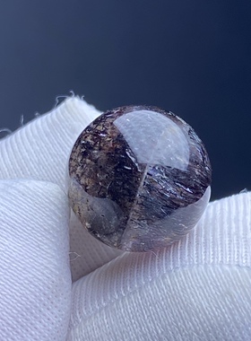 天然水晶超七紫发吊坠圆珠男女款紫晶发项坠配饰11mm 一物一图