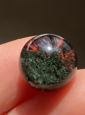 天然水晶绿幽灵吊坠圆珠DIY幽灵单珠饰品项链12mm 一物一图